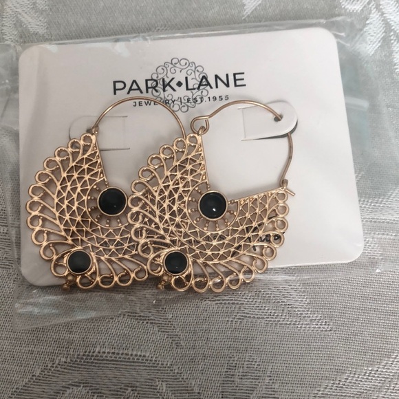 Park Land Elegant Gold and Black Filigree Cypress Earrings - Picture 3 of 9